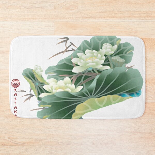 Item preview, Chinese Art Print - White Lotus Stems Water Lilies Bamboo designed and sold by Kallandra.
