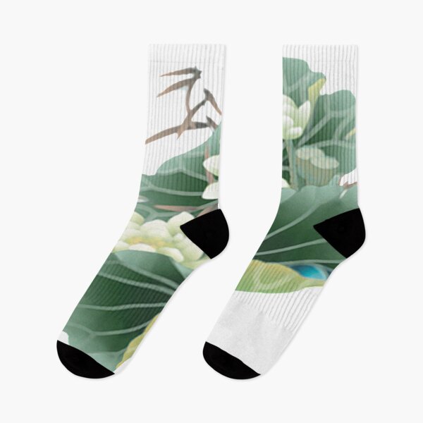 Item preview, Chinese Art Print - White Lotus Stems Water Lilies Bamboo designed and sold by Kallandra.