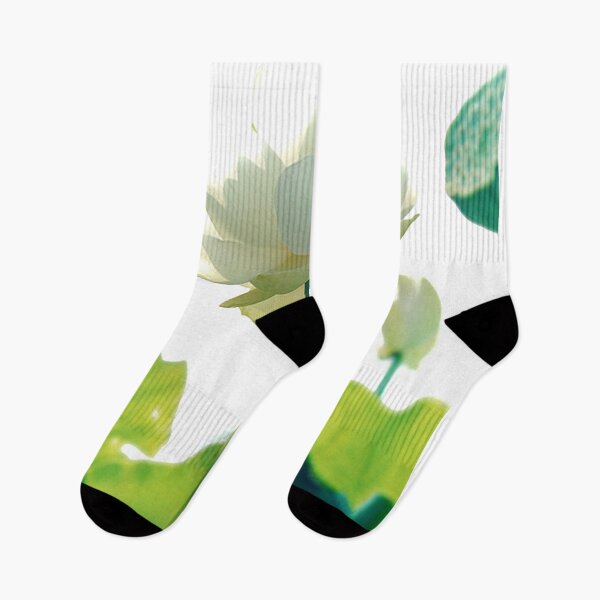 Item preview, Chinese Art Print - White Lotus Stems Water Lilies Large Bloom designed and sold by Kallandra.