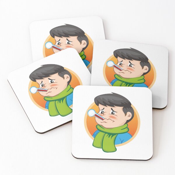 Item preview, Illustration depicts a child character with thermometer in his mouth, sick, wearing winter clothing designed and sold by LucianoCosmo.