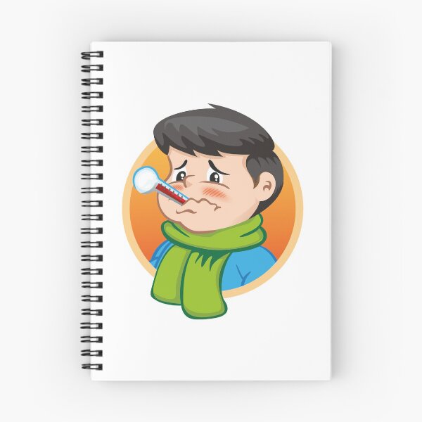 Item preview, Illustration depicts a child character with thermometer in his mouth, sick, wearing winter clothing designed and sold by LucianoCosmo.