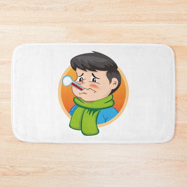 Item preview, Illustration depicts a child character with thermometer in his mouth, sick, wearing winter clothing designed and sold by LucianoCosmo.