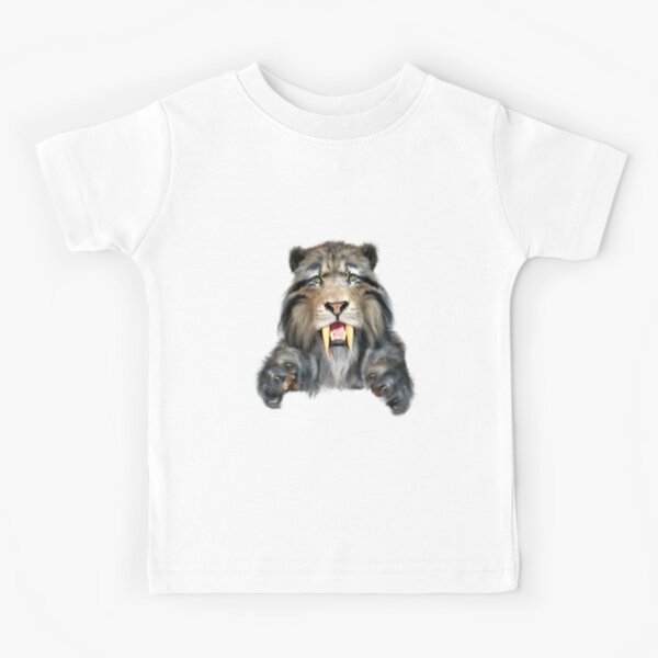 Saber Tooth Tiger Cute Cartoon Smilodon Kids T Shirt By Morverndesigns Redbubble - saber tooth tiger t shirt roblox
