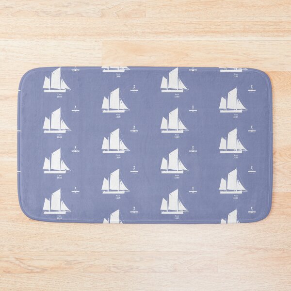 The Ketch on blue 2 Bath Mat