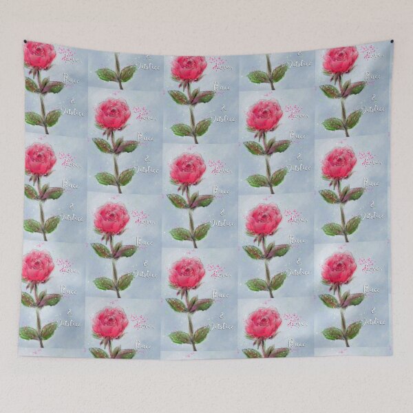 Item preview, Pink Rose Painting: Love, Peace and Justice  designed and sold by Clare Walker.
