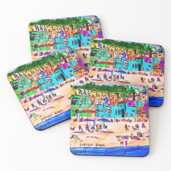 Item preview, Capitola Beach Illustration designed and sold by shevdoodles.