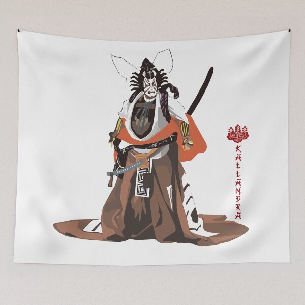 Item preview, Japanese art print japan samurai with katana ukiyo-e style designed and sold by Kallandra.