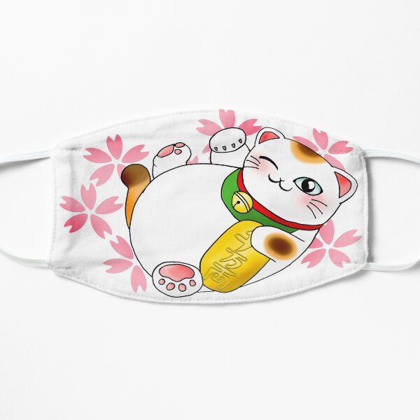 Gatito de la suerte Maneki-neko Kawaii - Gato gordo y gracioso Mascarilla plana