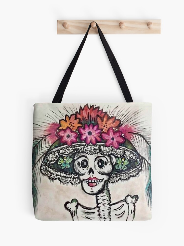 Bolsa Tote de tela, Diseño Gatos Mexicanos Esqueleto