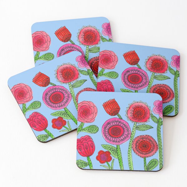 Item preview, Red doodle flowers designed and sold by SilverBirch14.