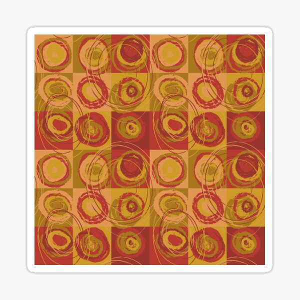 Red AbstArt geometric patterns drawing circles Sticker