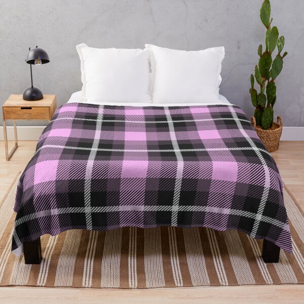 Item preview, Black Twill Plaid Tartan Pretty Pale Pastel Pink designed and sold by GrumpyBoobsArt.