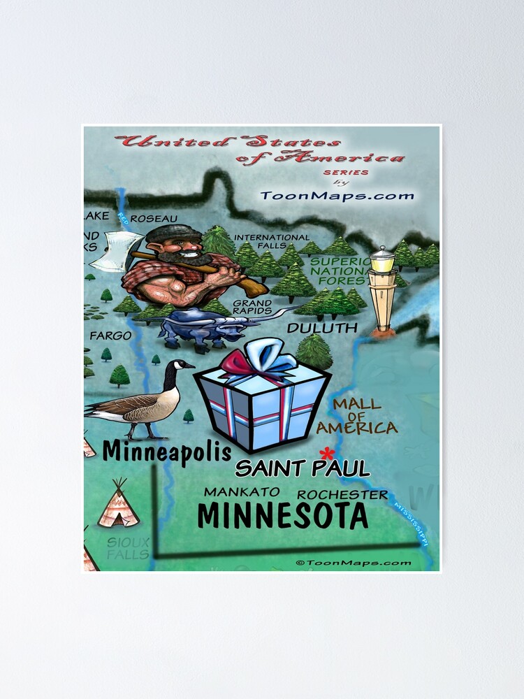 Minnesota Fun Map Poster for Sale by Kevin Middleton