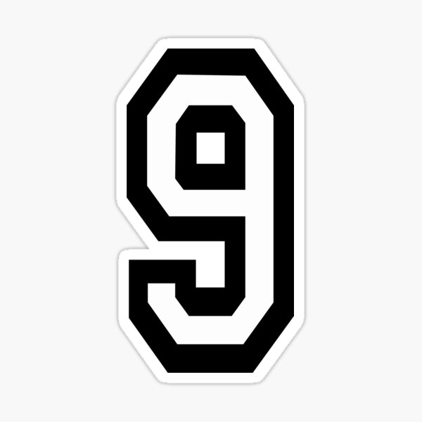 NUMBER 9. TEAM, SPORTS, 9th, NINE, NINTH, competition. Sticker