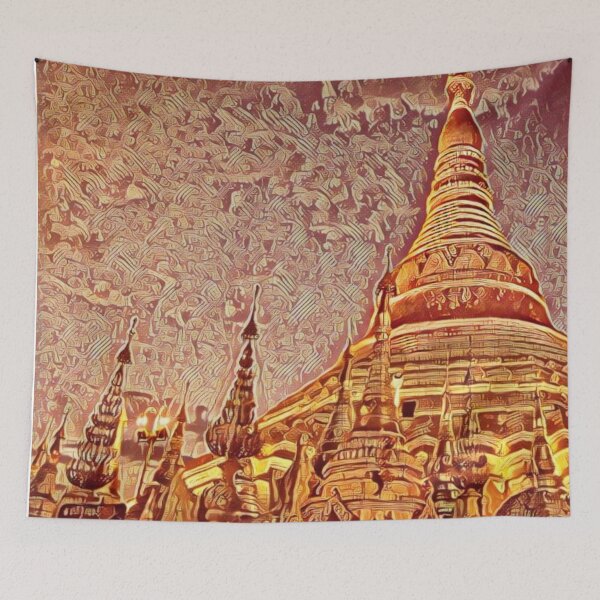 Item preview, Myanmar Shwedagon Pagoda Illustration Red Fallacy Style designed and sold by D4li98.