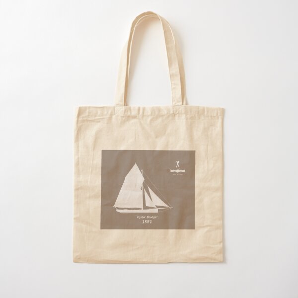 The Oyster Dredger on brown Cotton Tote Bag