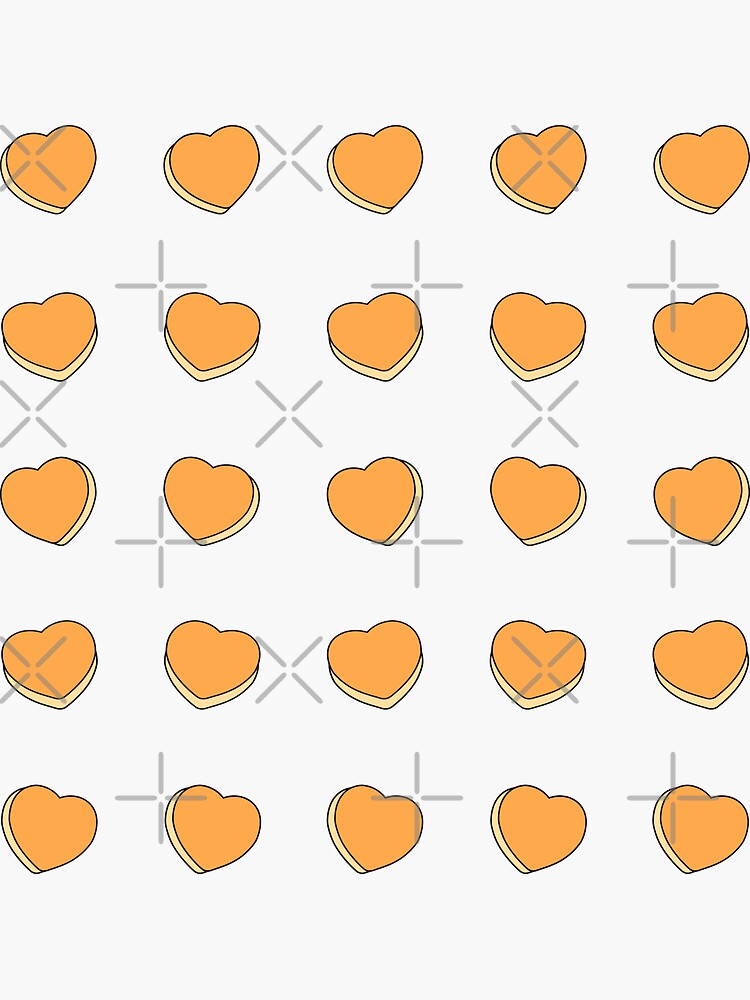 "Mini pastel candy hearts orange" Sticker by Redbubble