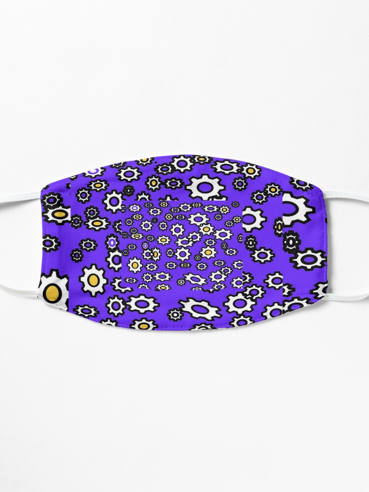 Thumbnail 3 of 5, Mask, Gears on blue purple indigo pattern designed and sold by HEVIFineart.