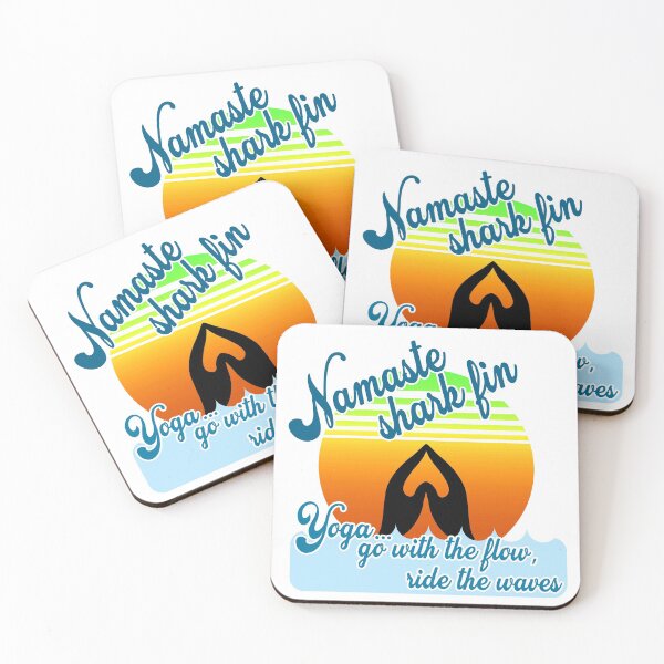 Item preview, Namaste shark fin - FUN vintage vibe beachy YOGA go with the flow & ride the waves of life BRIGHT ombre version designed and sold by originalsusie.