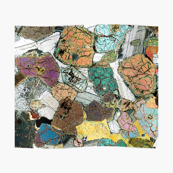Geology gift - Peridotite from Ardnamurchan, Scotland Rock Thin Section Microscope Photo Poster