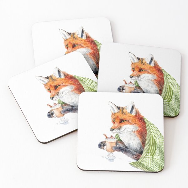 Item preview, Cozy Fox Drinking Pumpkin Spice Latte designed and sold by Goosi Art.