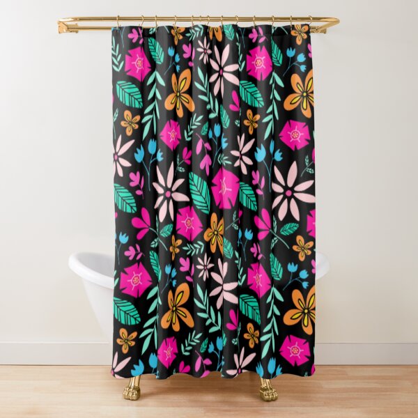 Colorful Floral Pattern Shower Curtain