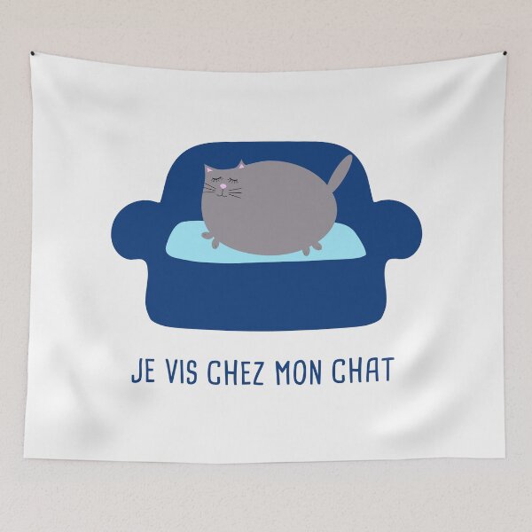 Aperçu de l'œuvre Je vis chez mon chat. Chat canapé idée cadeau créée et vendue par Catcrea.