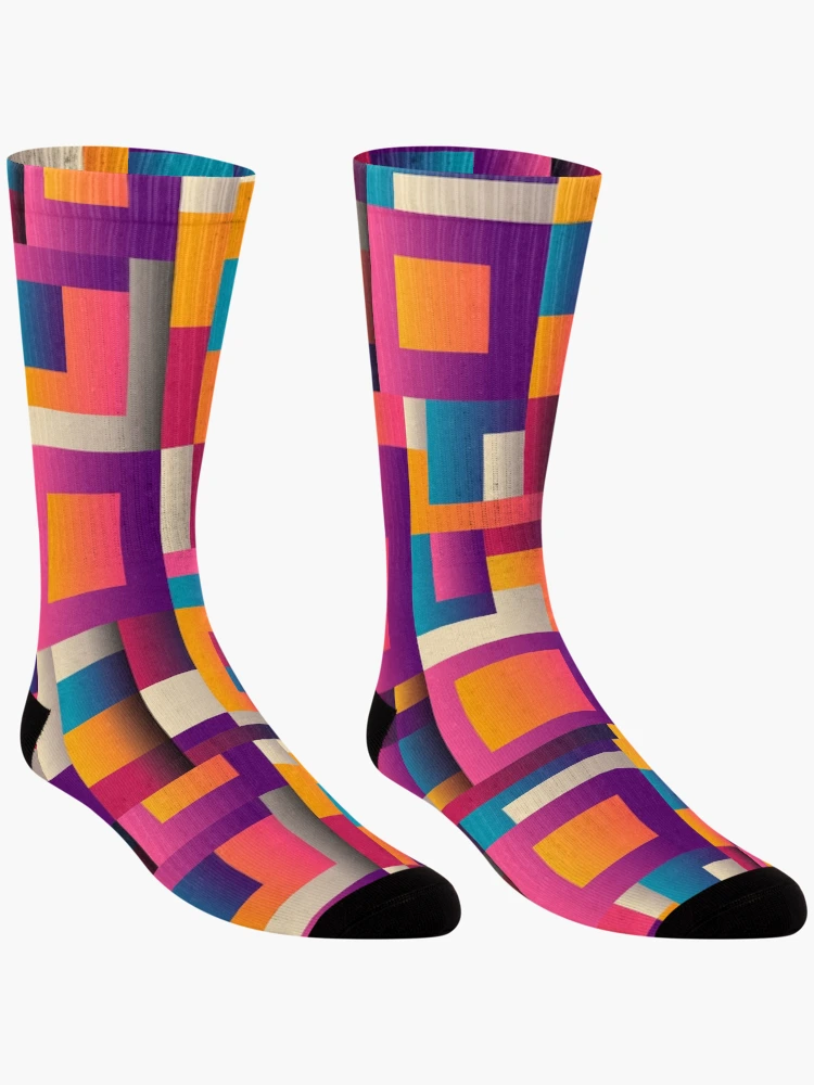 Thumbnail 3 of 5, Socks, Colorful Geometric Pattern designed and sold by AmandaDesign.