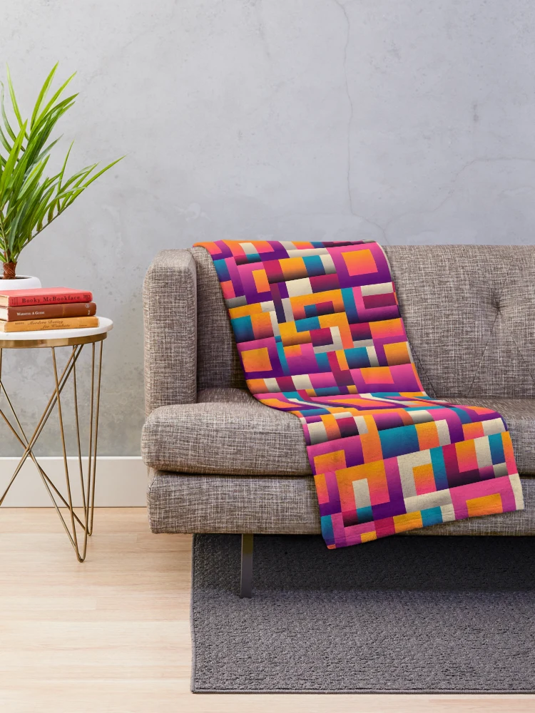 Thumbnail 2 of 6, Throw Blanket, Colorful Geometric Pattern designed and sold by AmandaDesign.