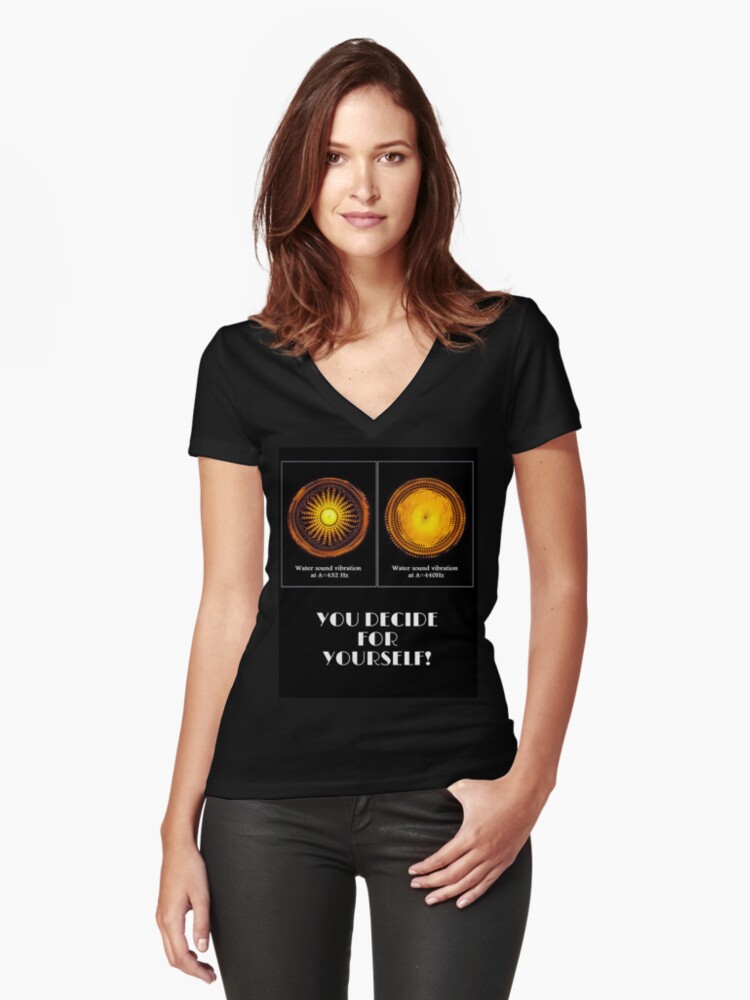Thumbnail 1 of 3, Fitted V-Neck T-Shirt, 432 HZ Decide For Youself designed and sold by geminianipro432.