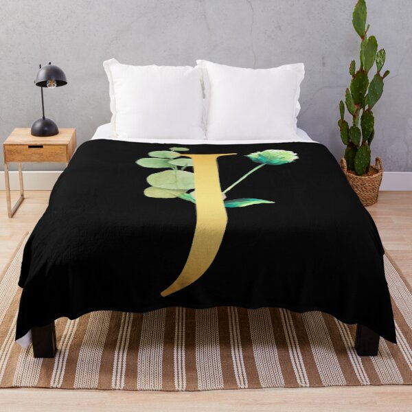 Item preview, Floral Gold Monogram J - Letter Art Black designed and sold by MysticMagpie.