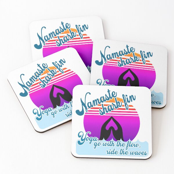 Item preview, Namaste shark fin – FUN vintage vibe beachy YOGA – go with the flow & ride the waves of life OMBRE pink purple version designed and sold by originalsusie.