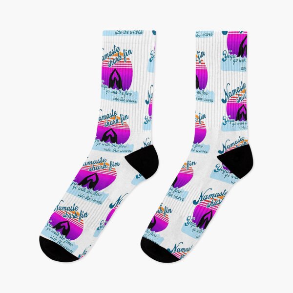 Item preview, Namaste shark fin – FUN vintage vibe beachy YOGA – go with the flow & ride the waves of life OMBRE pink purple version designed and sold by originalsusie.