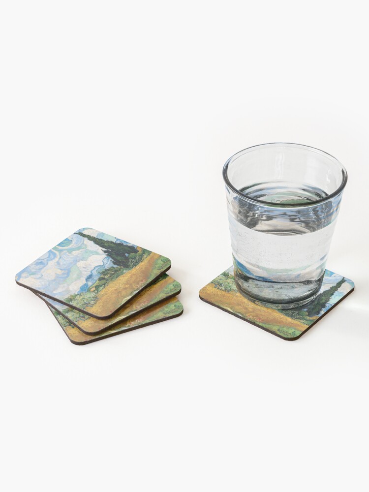 Alternate view of Vincent Van Gogh - Wheat Field with Cypress Trees Coasters (Set of 4)