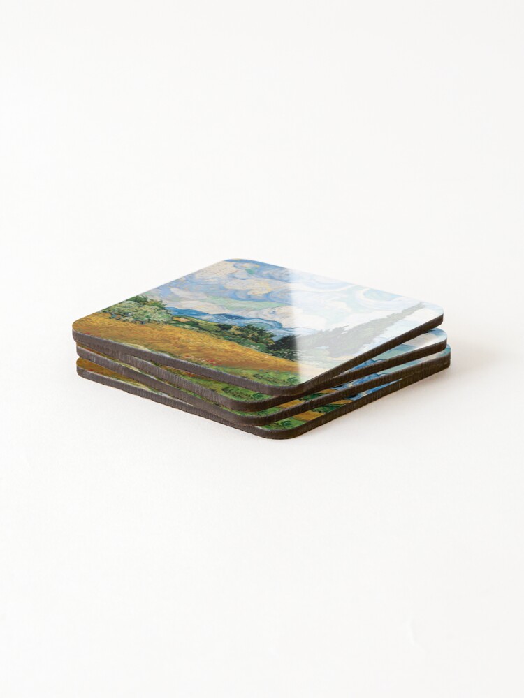 Alternate view of Vincent Van Gogh - Wheat Field with Cypress Trees Coasters (Set of 4)