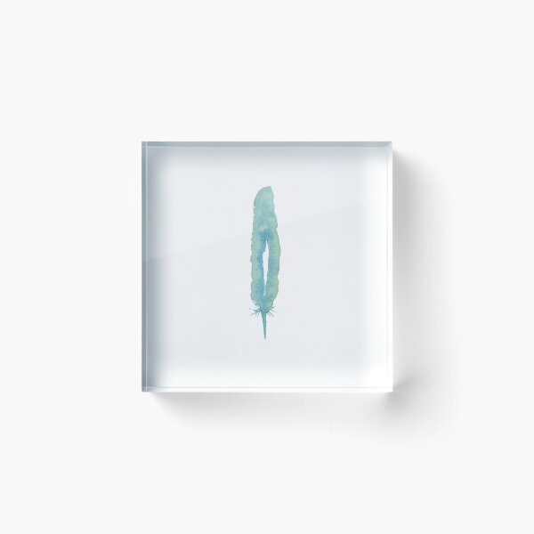 Item preview, aqua green hand painted watercolor feather designed and sold by dodidoodles.