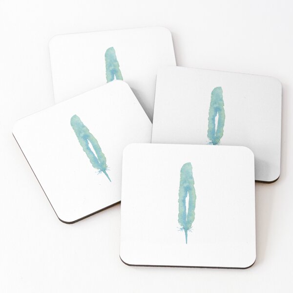 Item preview, aqua green hand painted watercolor feather designed and sold by dodidoodles.