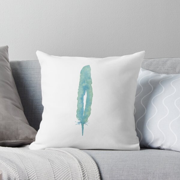 Item preview, aqua green hand painted watercolor feather designed and sold by dodidoodles.