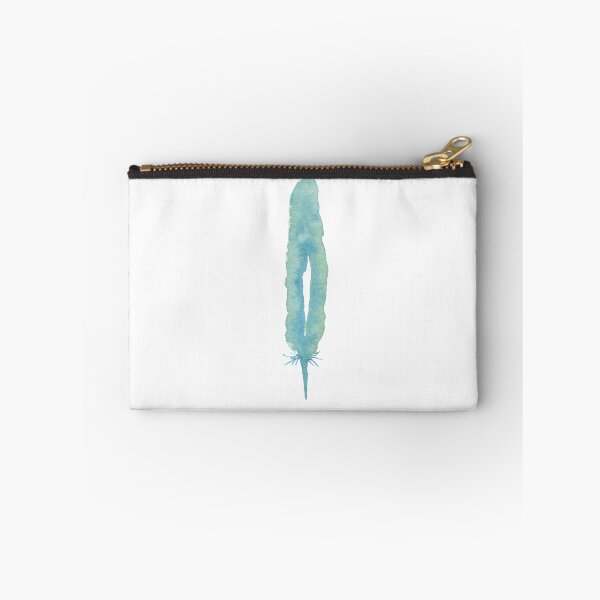 Item preview, aqua green hand painted watercolor feather designed and sold by dodidoodles.