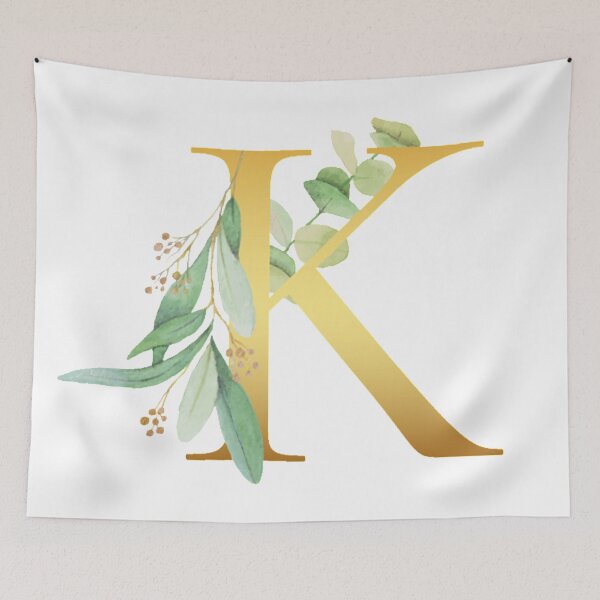 Item preview, Floral Gold Monogram K - Letter Art designed and sold by MysticMagpie.