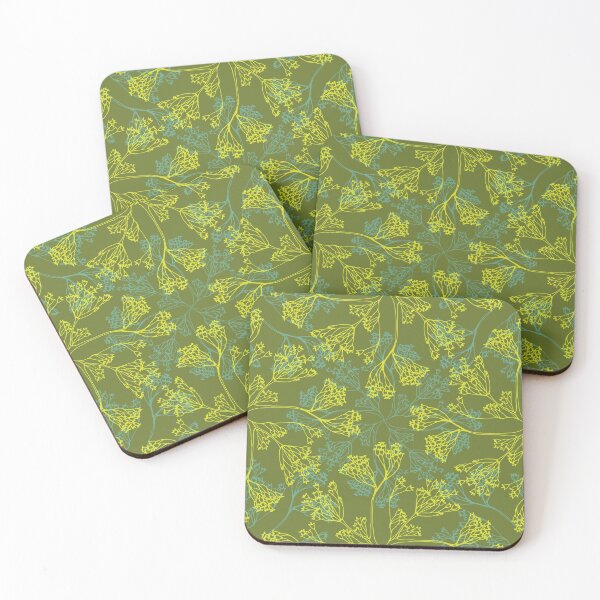 Item preview, Floral lacy seamless pattern on mustard green. Wild herbs. Wild life designed and sold by Yulia Chepurova.
