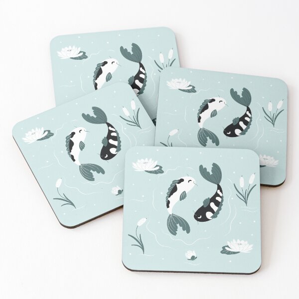 Peaceful Koi Fish Coasters (Set of 4)