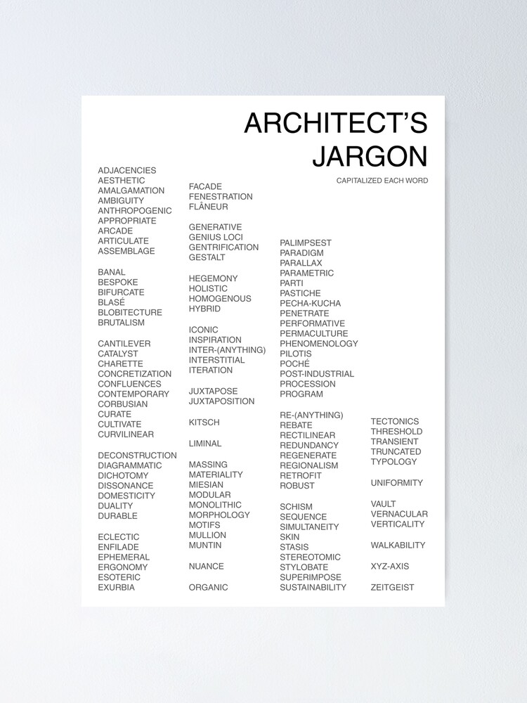 "An Architect's Jargon, Architecture industry and Architect commonly