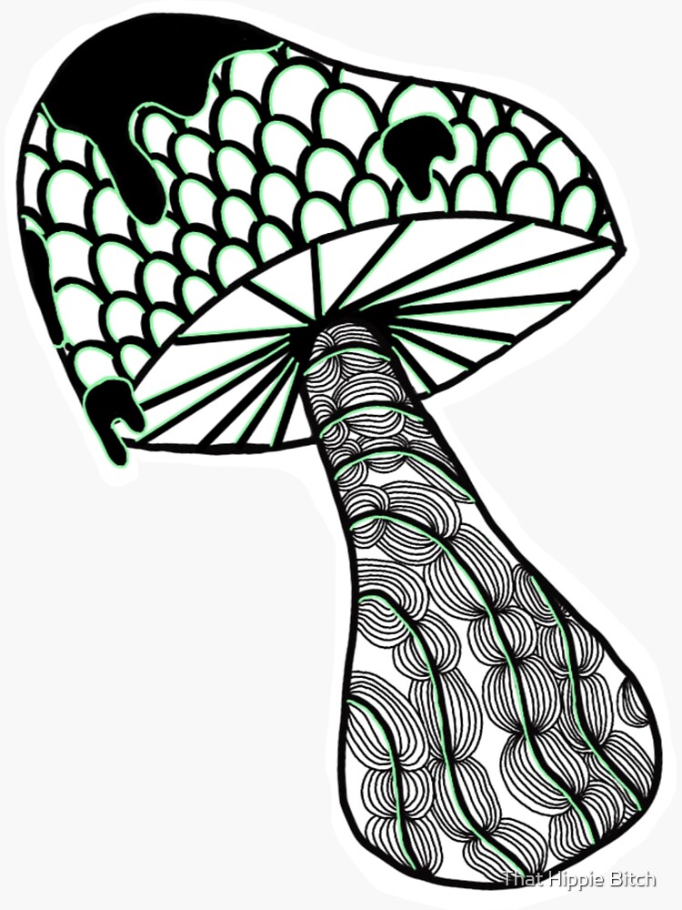 "Trippy zentangle mushroom " Sticker for Sale by Hannahkaplan1 Redbubble