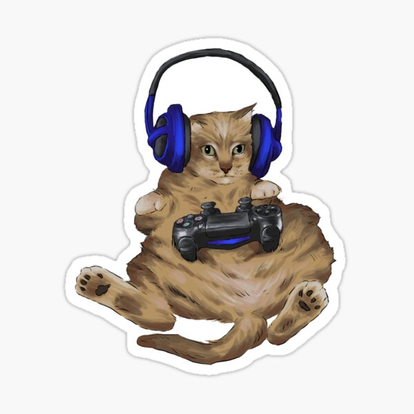 &ldquo;gamer cat&rdquo; Sticker for Sale by Gintaree | Redbubble