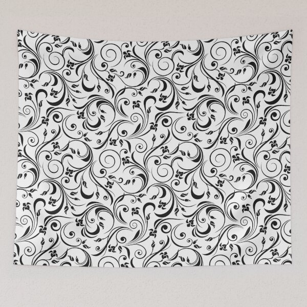 Item preview, Black and white floral pattern with small flowers and whorls. designed and sold by Naddya.