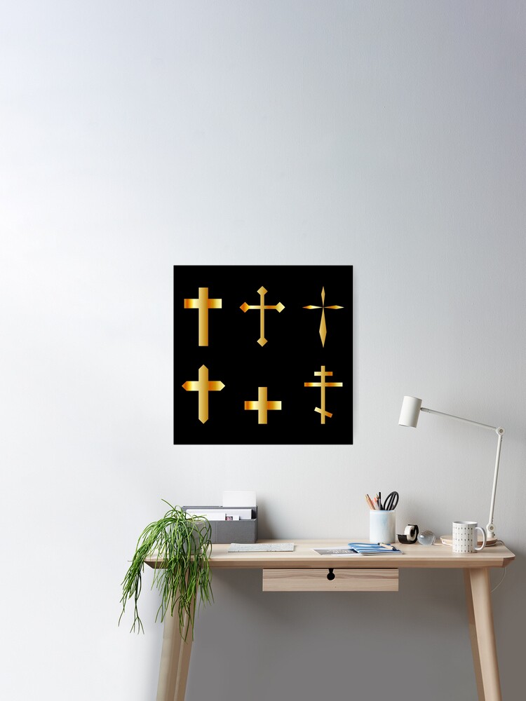 Golden Christian Cross Poster for Sale by FerraraMedia