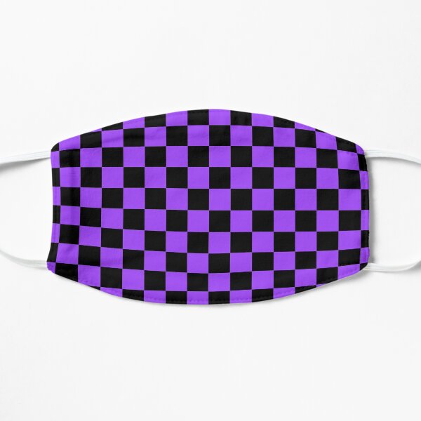Purple and Black Check Flat Mask
