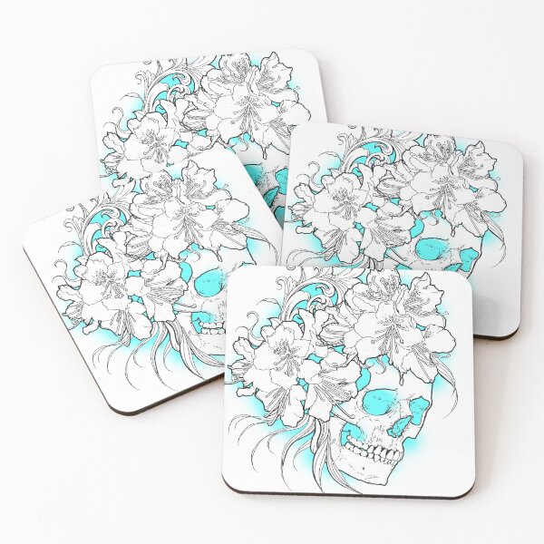 Item preview, Blue Rhododendron Skull designed and sold by MirandaTattoo.