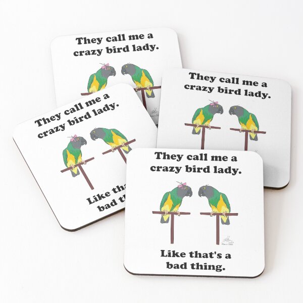 Item preview, Crazy Bird Lady with Senegal Parrots designed and sold by Laughing Parrot Studio.